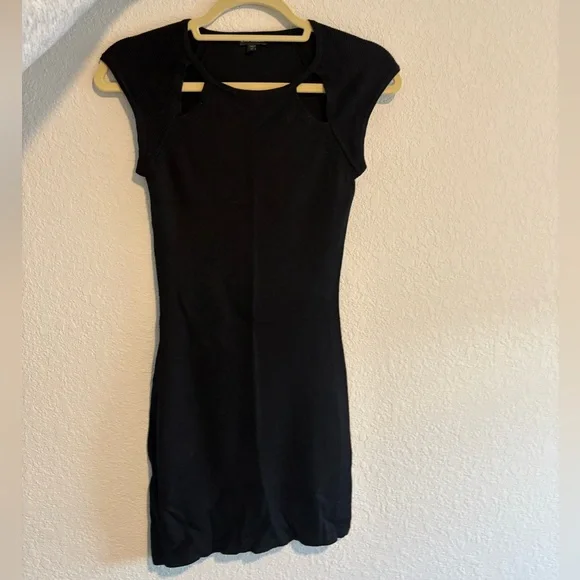 express black sweater dress Black Dress - Off-the-Shoulder Sweater Midi Dress